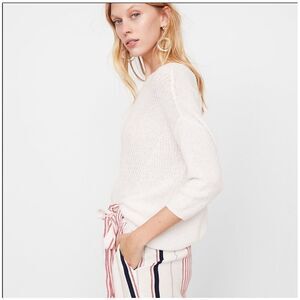 Express White Knit Sweater with‎ Open Back Casual Cotton Pullover S